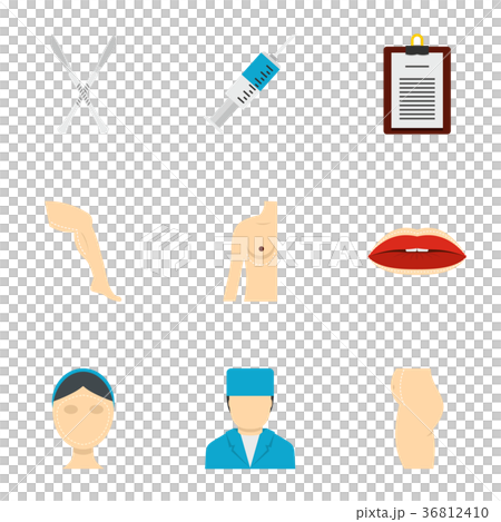 Cosmetic surgery icon set, flat style 36812410