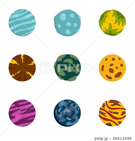 Galaxy planet icons set, flat style Galaxy planet icons set, flat style 36812496