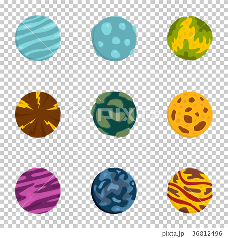 Galaxy planet icons set, flat style Galaxy planet icons set, flat style 36812496