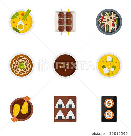Sushi bar icons set, flat style 36812546