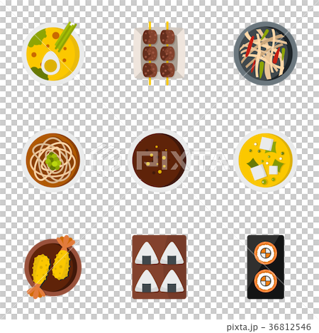 Sushi bar icons set, flat style 36812546