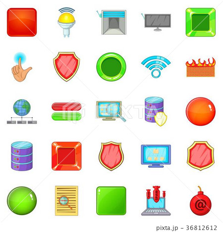 Data protection icons set, cartoon style Data protection icons set, cartoon style 36812612