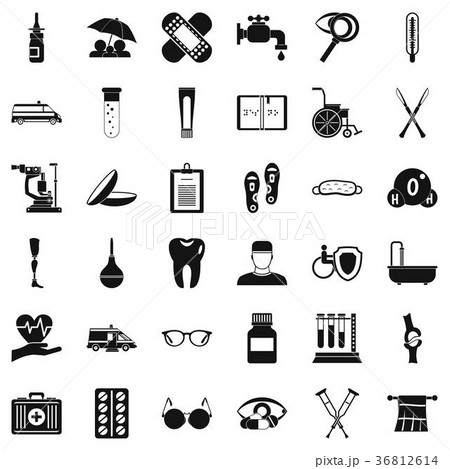 Disabled health icons set, simple style 36812614