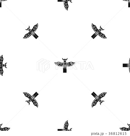 Traditional religious totem pole pattern seamless black 36812615