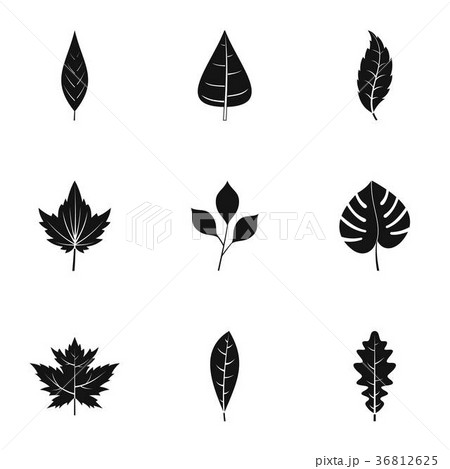 Leaf silhouette icons set, simple style Leaf silhouette icons set, simple style 36812625