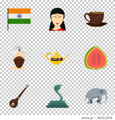 Travel to India icon set, flat style Travel to India icon set, flat style 36812658