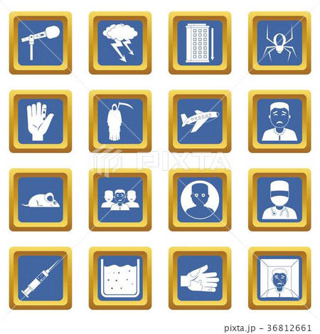 Phobia symbols icons set blue Phobia symbols icons set blue 36812661