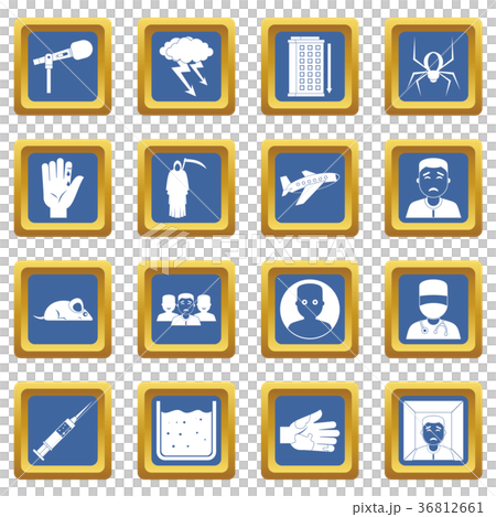 Phobia symbols icons set blue Phobia symbols icons set blue 36812661