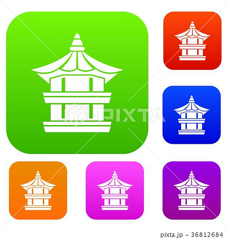Traditional korean pagoda set collection 36812684