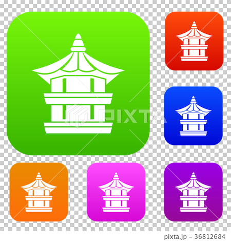 Traditional korean pagoda set collection 36812684