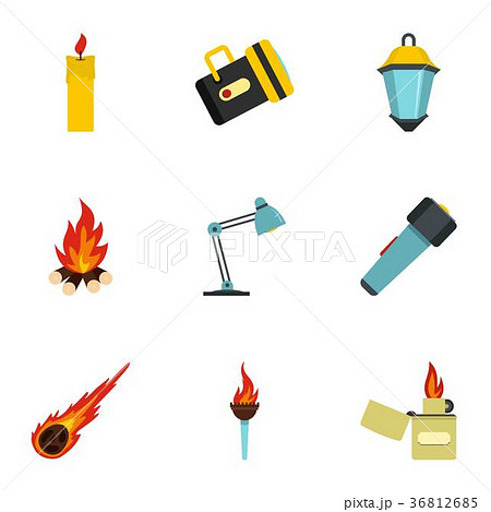 Lighting icon set, flat style 36812685