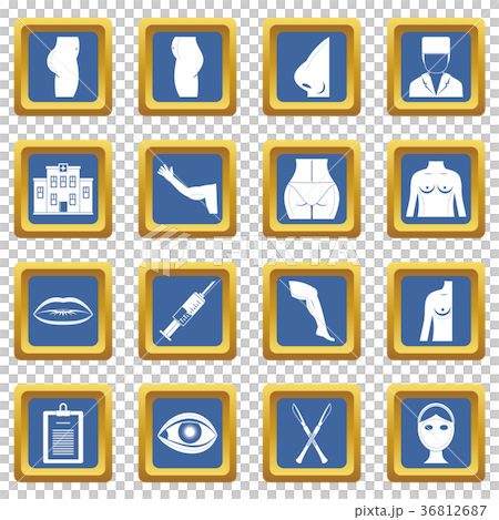 Plastic surgeon icons set blue 36812687