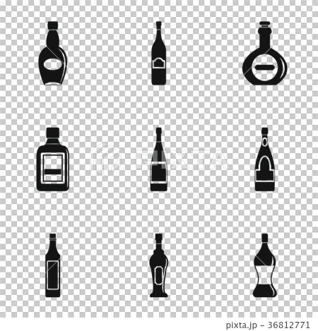 Glass bottles icon set, simple style Glass bottles icon set, simple style 36812771