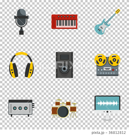 Music stuff icon set, flat style Music stuff icon set, flat style 36812812