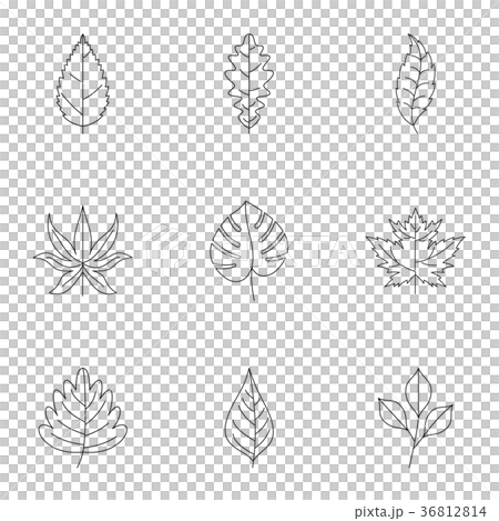 Leaf silhouette icons set, outline style Leaf silhouette icons set, outline style 36812814