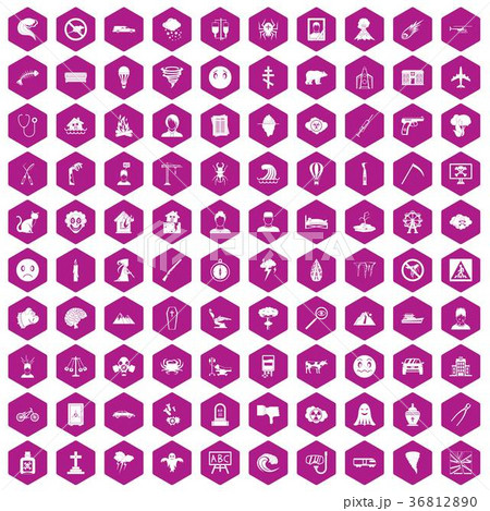 100 phobias icons hexagon violet 100 phobias icons hexagon violet 36812890