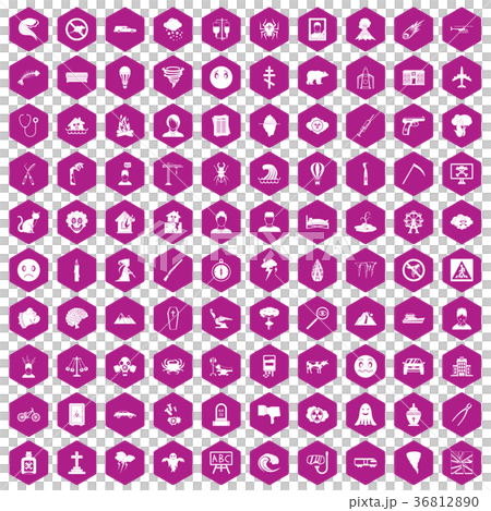 100 phobias icons hexagon violet 100 phobias icons hexagon violet 36812890