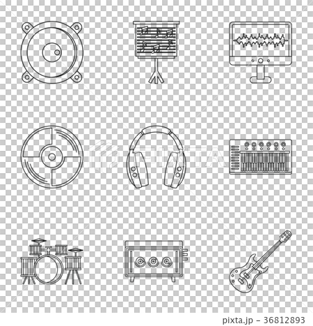 Sound producing icon set, outline style - Stock Illustration [36812893 ...