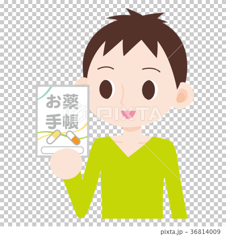 お薬手帳を持つ男性 上半身 お薬手帳を持つ男性 上半身 36814009