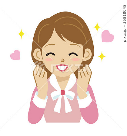 女性 うれしい 表情 笑うのイラスト素材 36818048 Pixta