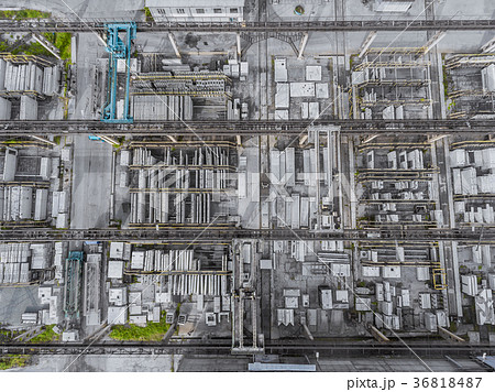 Panorama aerial view shot finished goods warehouse 36818487
