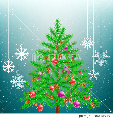 Christmas tree and big hang snowflakes 36818515