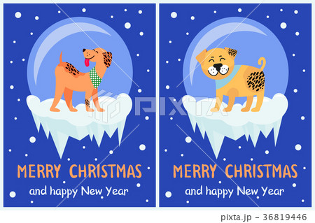 Merry Christmas and Happy New Year Dog Symbol Merry Christmas and Happy New Year Dog Symbol 36819446