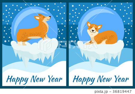 Happy New Year Set of Posters Vector Illustration Happy New Year Set of Posters Vector Illustration 36819447