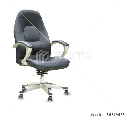 The office chair from black leather. Isolated 36819673