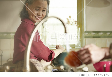 料理をするシニア夫婦 料理をするシニア夫婦 36820520