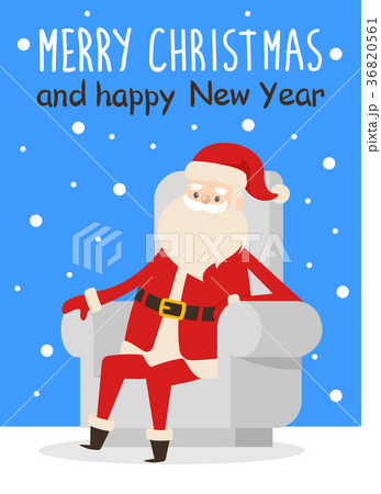Merry Christmas Happy New Year Poster Santa Snow 36820561
