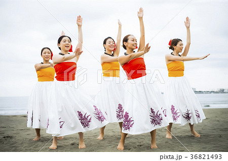フラダンサー　海岸でダンス 36821493