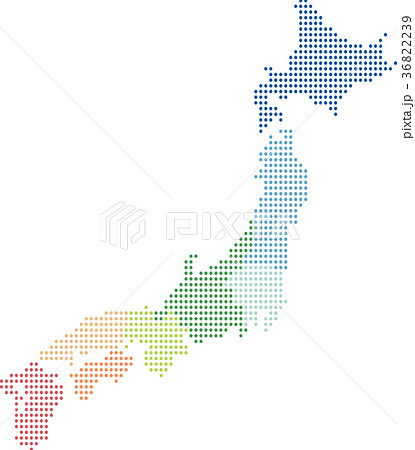 カラードット 地方別日本地図のイラスト素材