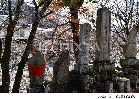 洞川温泉郷に並ぶ大峯山供養塔　奈良県吉野郡天川村 36823236