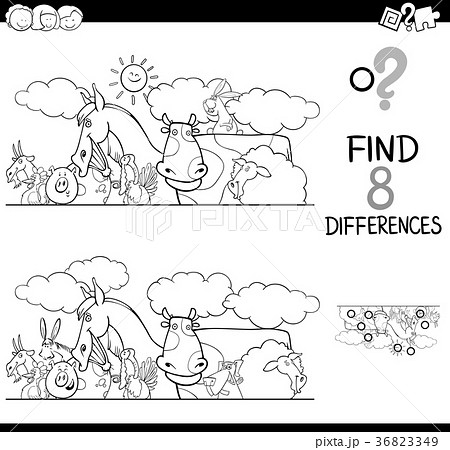 differences with farm animals color book 36823349