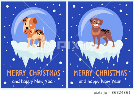 Merry Christmas and Happy New Year Posters Puppies Merry Christmas and Happy New Year Posters Puppies 36824361