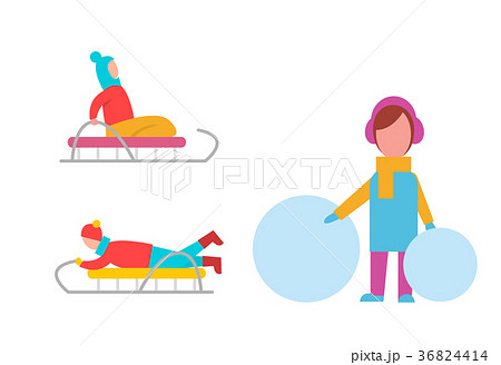 Childrens Winter Activities Vector Illustration Childrens Winter Activities Vector Illustration 36824414