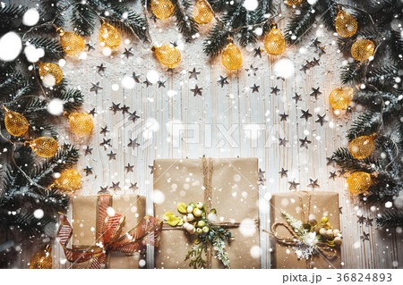 Christmas gift box with a bow and a beautiful Christmas gift box with a bow and a beautiful 36824893