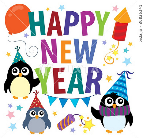 Happy New Year theme with penguins 36826341