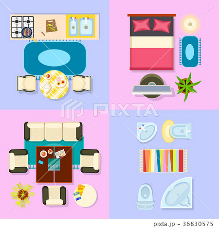 Interior Set of Living Space Vector Illustration 36830575