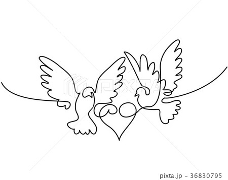 Flying two pigeons with heart logo 36830795