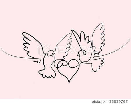 Flying two pigeons with heart logo 36830797