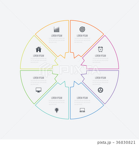Infographics template 8 options with circle 36830821
