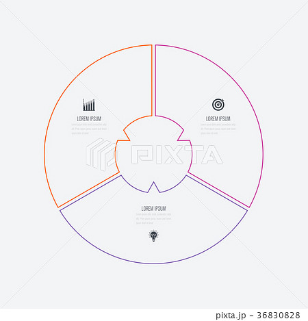 Infographics template 3 options with circle 36830828