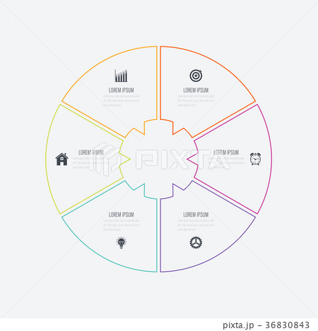 Infographics template 6 options with circle 36830843