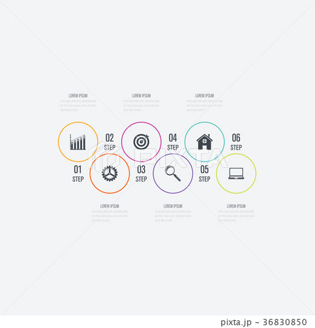 Infographics template 6 options with circle Infographics template 6 options with circle 36830850