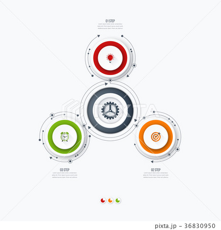 Infographics template 3 options with circle 36830950