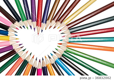 Pencils are lined in shape of heart Pencils are lined in shape of heart 36832002