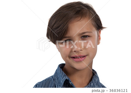 Cute boy standing against white background Cute boy standing against white background 36836121