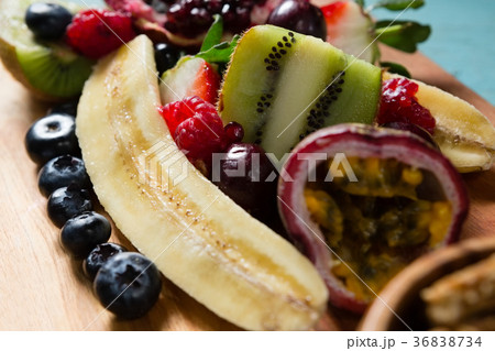 Slice of various fruits in tray Slice of various fruits in tray 36838734